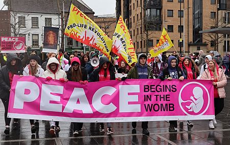 Belfast Rally says PEACE BEGINS IN THE WOMB