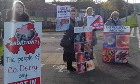 Huge crowd of Precious Life team hold SDLP to account for their actions